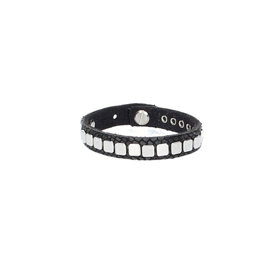Armband Schwarz in Echsenoptik mit Nieten aus Leder - leder-accessoires.com