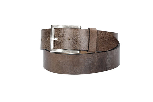 Hochwertiger Ledergürtel 40mm in Grau mit rustikaler Schließe in Silber - leder-accessoires.com