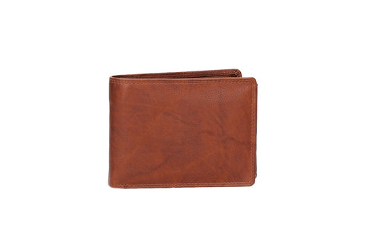 Geldbörse Querformat mit Riegel in Cognac aus Leder - leder-accessoires.com