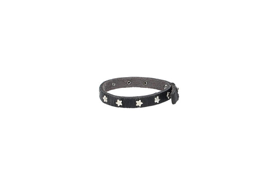 Armband geschlitzt mit Sternennieten in Schwarz aus Leder - leder-accessoires.com