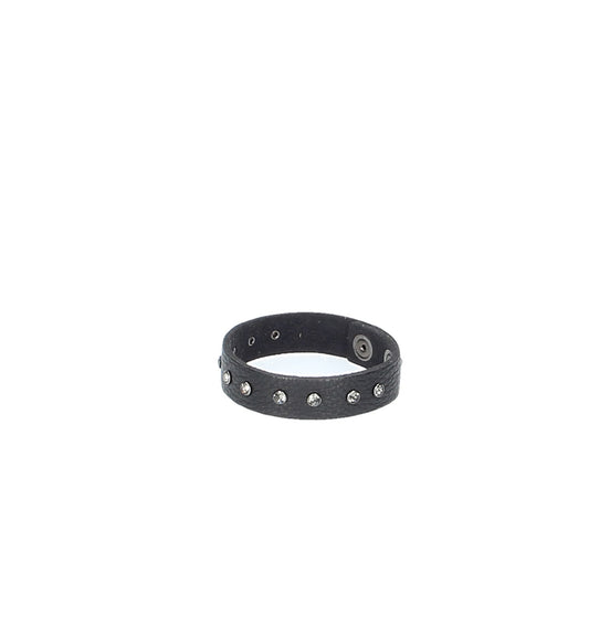 Armband mit Swarovski in Schwarz aus Leder - leder-accessoires.com
