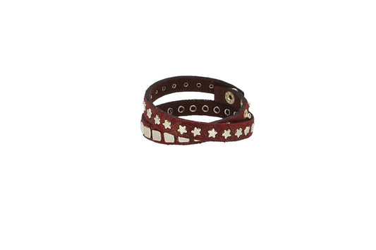 Armband doppelt Rot|Gold in Rochenoptik aus Leder - leder-accessoires.com