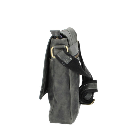Umhängetasche mit Überschlag aus Leder in Schwarz - leder-accessoires.com