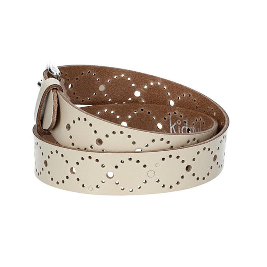Ledergürtel Kids 25mm in Beige mit Lochmuster und Schließe Silber - leder-accessoires.com