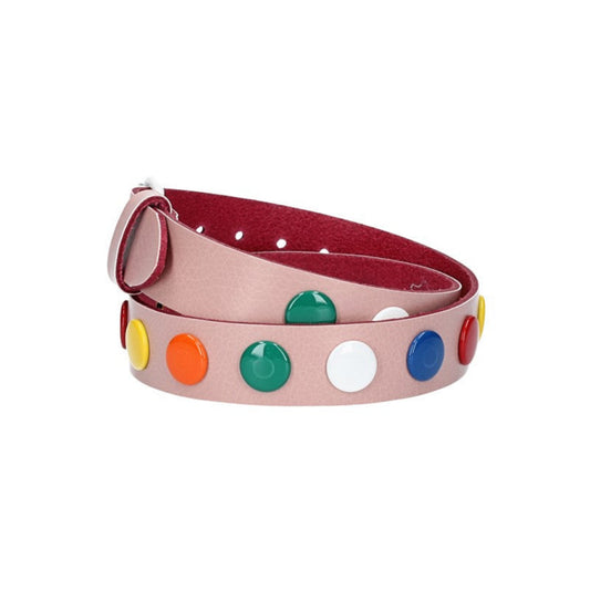 Ledergürtel Kids 25mm in Hellrosa mit bunten Nieten und Rollschließe Weiß - leder-accessoires.com