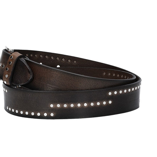 Nietengürtel 35mm in Smoke|Grau mit Airbrushkante und Dornschließe Silber - leder-accessoires.com