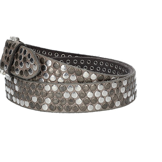 Nietengürtel 35mm in Grau|Taupe und Dornschließe Silber - leder-accessoires.com