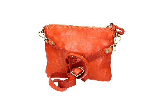 Schultertasche|Crossbody Bag in Orange mit Flechtmuster aus Leder