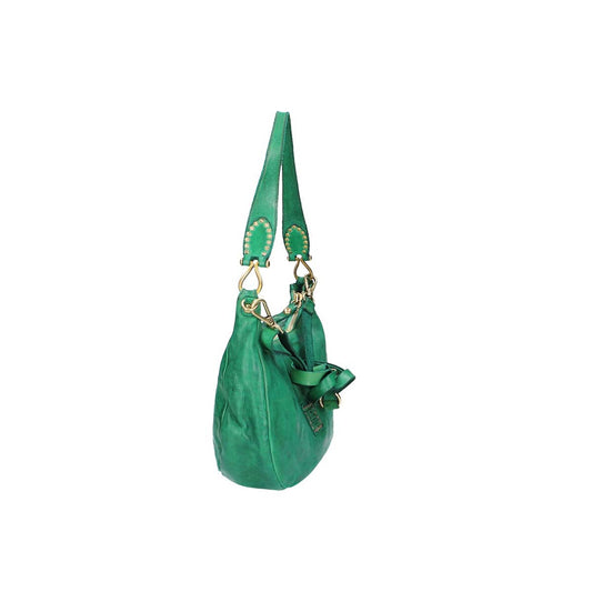 Campomaggi Beuteltasche in Grün aus Leder mit zusätzlichem Riemen - leder-accessoires.com