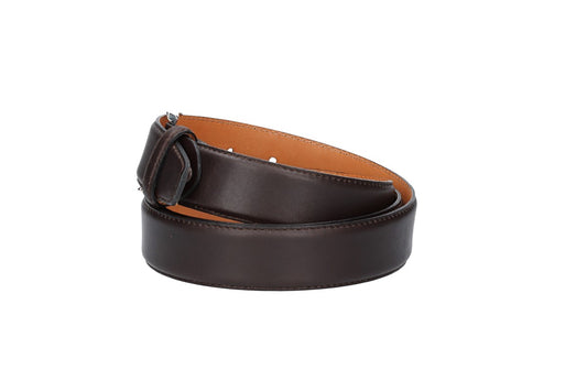 Anzugsgürtel Überlänge Braun 35mm mit glänzender Schließe - leder-accessoires.com