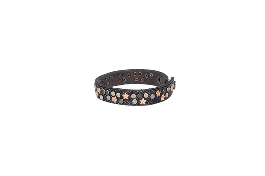 Armband Blau|Metallic mit Nieten aus Leder - leder-accessoires.com