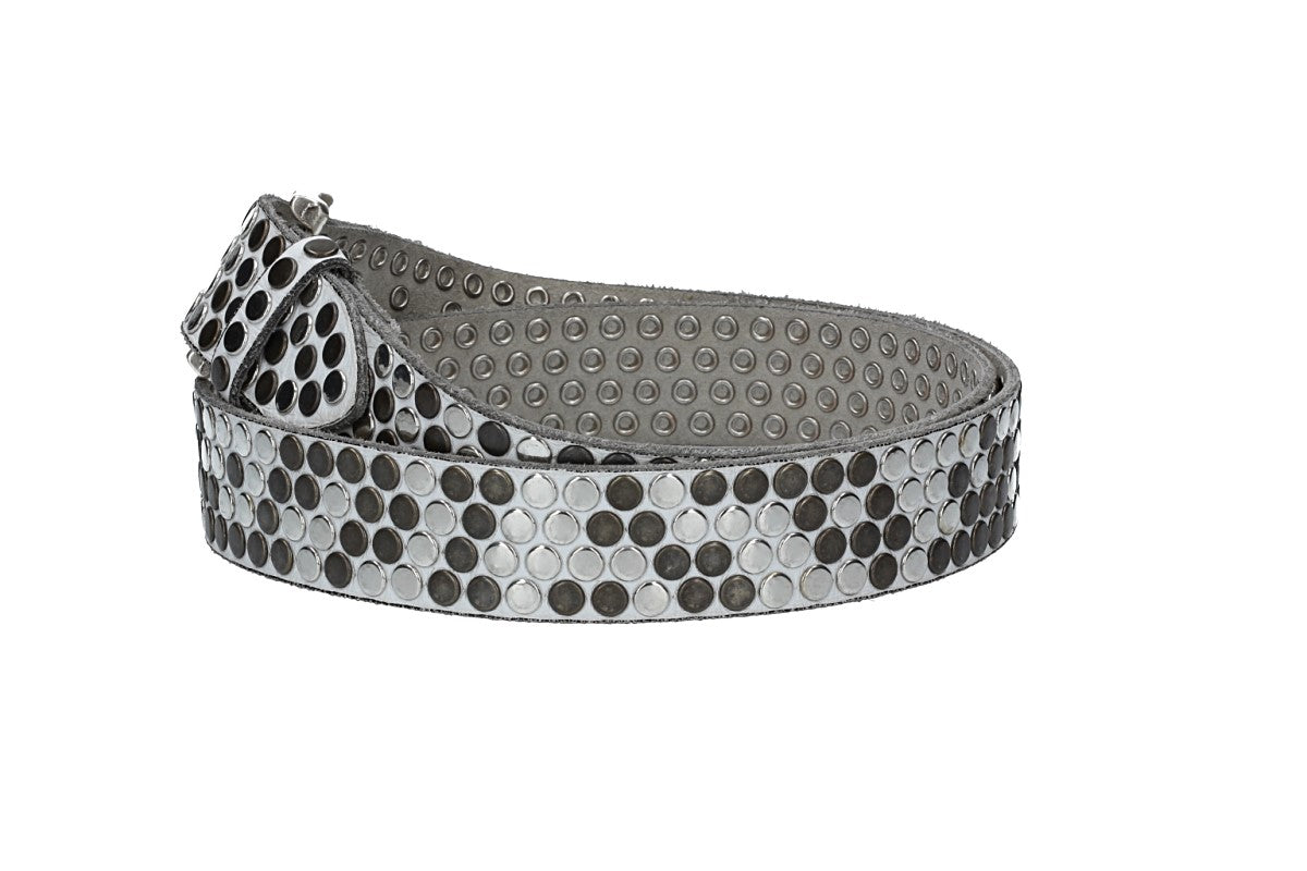 Nietengürtel 35mm in Weiß und Dornschließe Silber - leder-accessoires.com