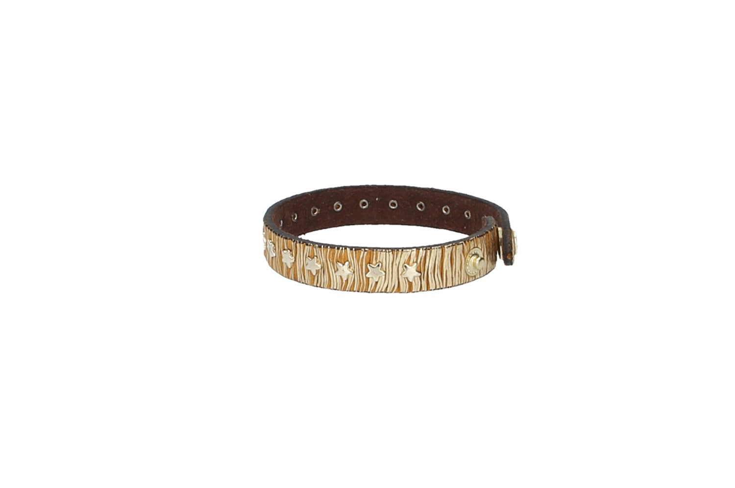 Armband mit Sternen in Gold aus Leder - leder-accessoires.com