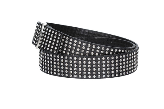 Ledergürtel 40mm in Schwarz mit Swarowski  und Vollschließe Schwarz - leder-accessoires.com