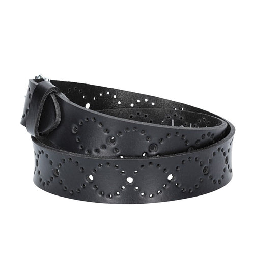 Ledergürtel Kids 25mm in Schwarz mit Lochmuster und Schließe Silber - leder-accessoires.com