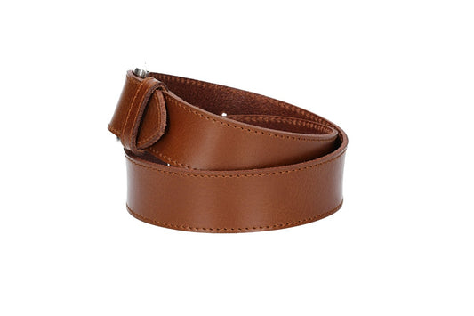 Ledergürtel Kids 30mm abgenäht in Cognac mit Dornschließe in Silber - leder-accessoires.com