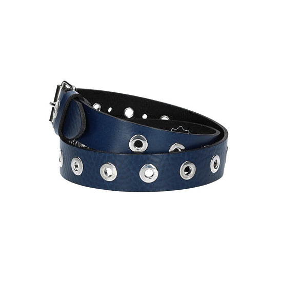 Ledergürtel Kids 25mm in Blau mit Ösen und Schließe in Silber - leder-accessoires.com