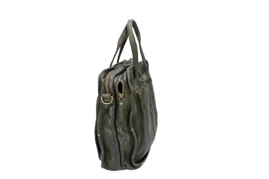 SALE Businesstasche|Messanger Bag in Grün|Oliv mit Reißverschluss und Vortasche - leder-accessoires.com