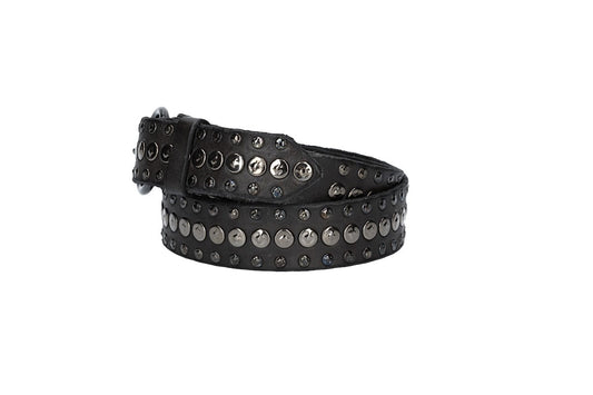 Campomaggi Gürtel Liri aus Leder in Schwarz mit Nieten - leder-accessoires.com