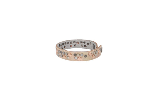 Armband Beige|Metallic mit Nieten aus Leder - leder-accessoires.com