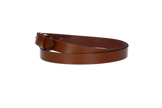 Damen-|Taillengürtel 20mm in Cognac mit Dornschließe in Glanz - leder-accessoires.com