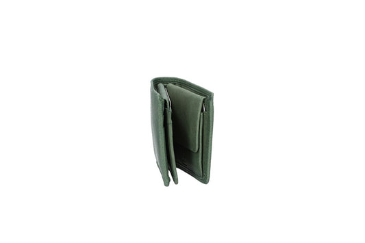 Geldbörse Querformat klein in Grün aus Leder
