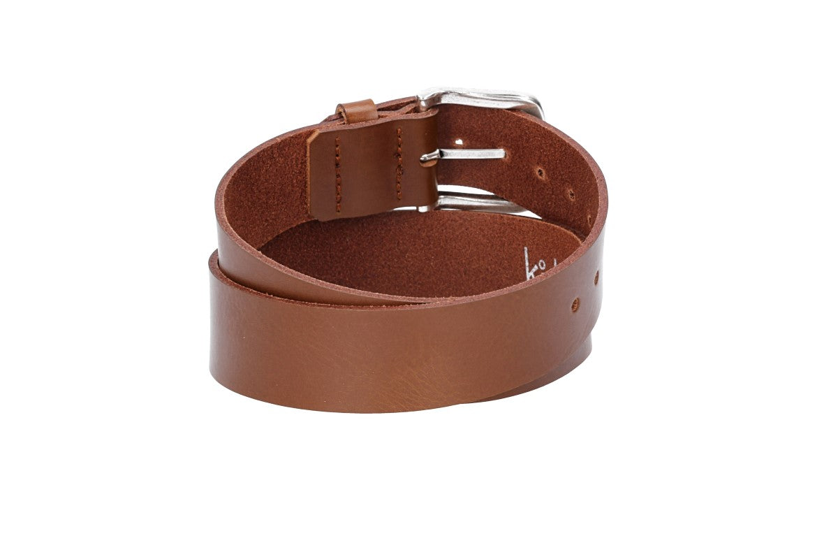 Ledergürtel Kids 30mm in Cognac mit Dornschließe in Silber - leder-accessoires.com