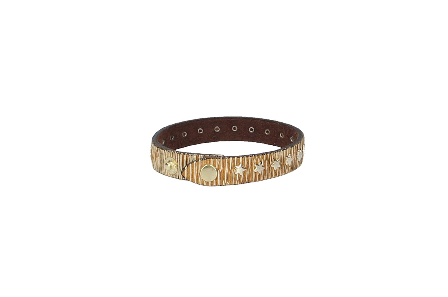 Armband mit Sternen in Gold aus Leder - leder-accessoires.com