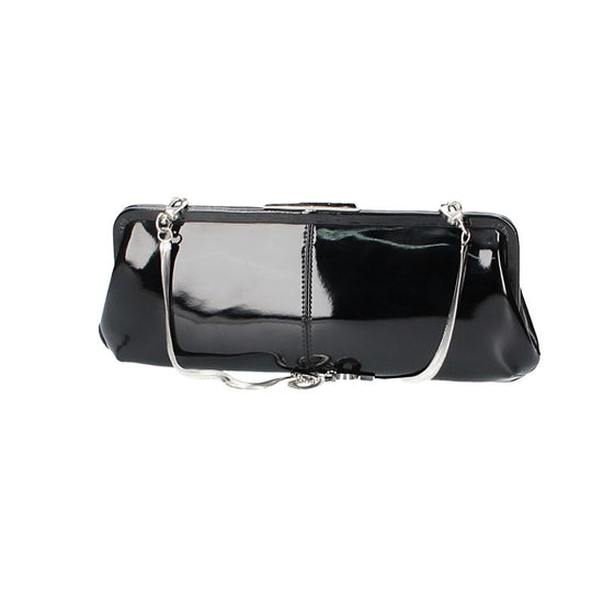 Clutch mit Clipverschluss in Schwarz|Lack aus Leder - leder-accessoires.com