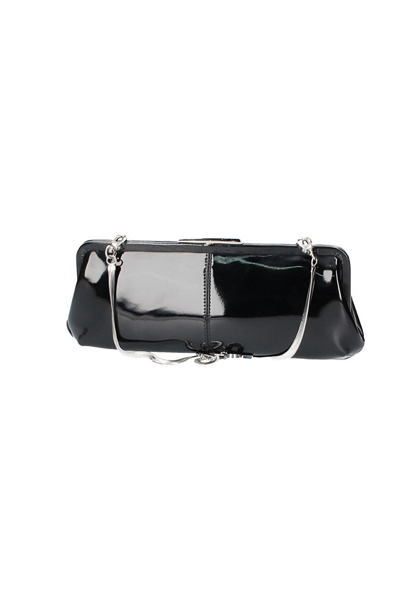 Clutch mit Clipverschluss in Schwarz|Lack aus Leder - leder-accessoires.com