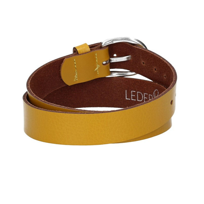 Ledergürtel Kids 25mm in Gelb mit Schließe in Silber - leder-accessoires.com