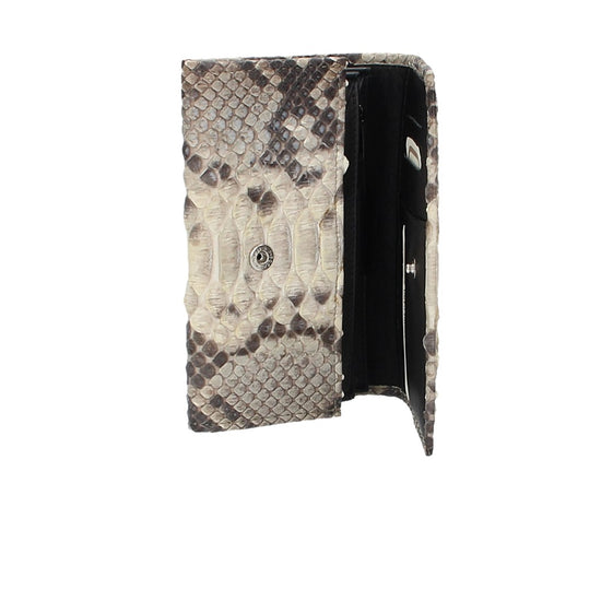 Langbörse mit Überschlag in Weiss|Beige aus echtem Schlangenleder - leder-accessoires.com