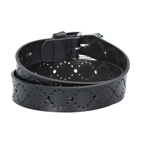 Ledergürtel Kids 25mm in Schwarz mit Lochmuster und Schließe Silber - leder-accessoires.com