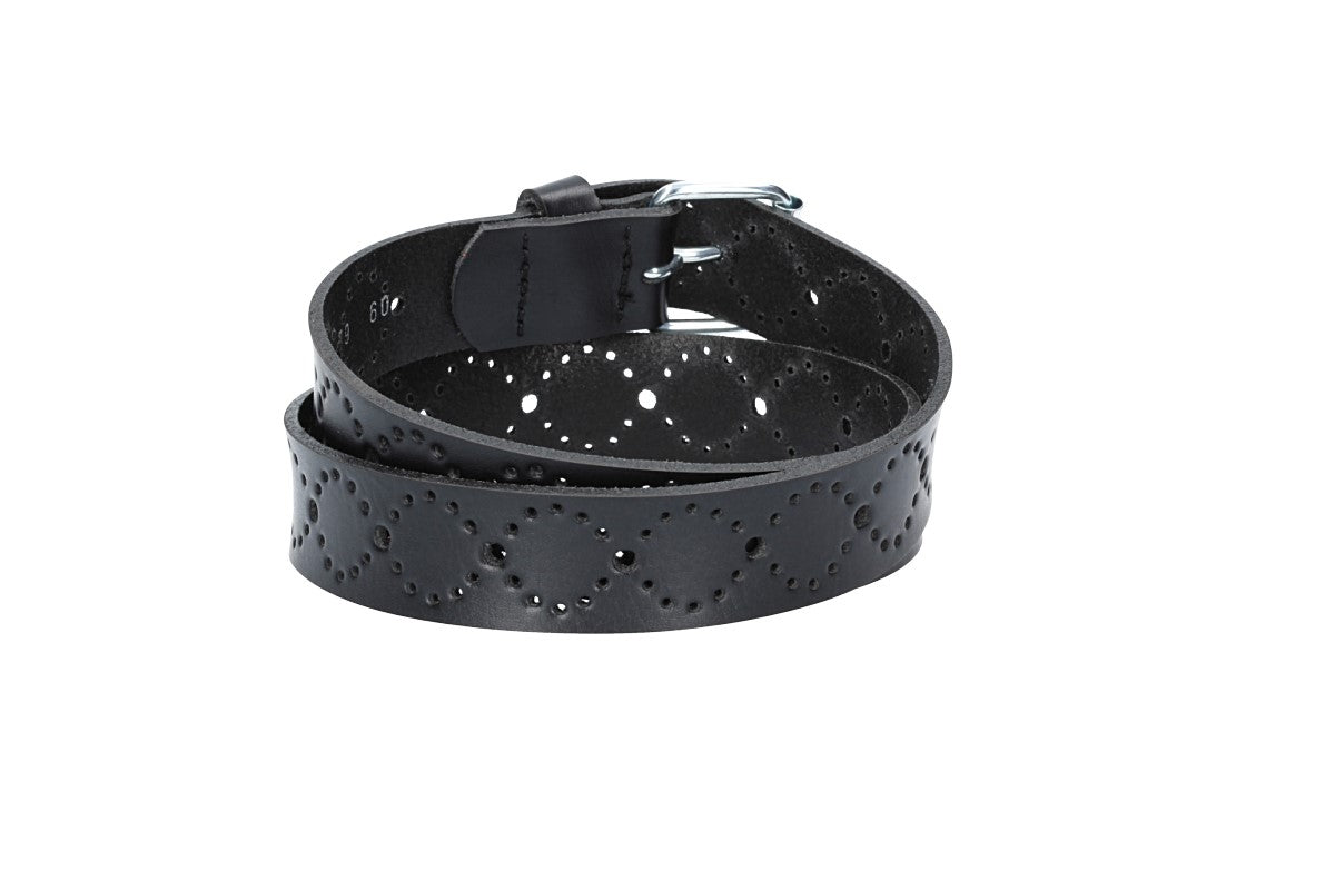 Ledergürtel Kids 25mm in Schwarz mit Lochmuster und Schließe Silber - leder-accessoires.com