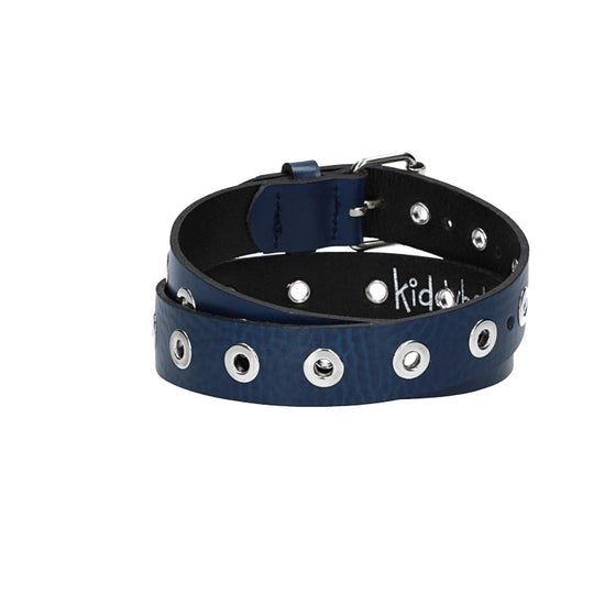 Ledergürtel Kids 25mm in Blau mit Ösen und Schließe in Silber - leder-accessoires.com