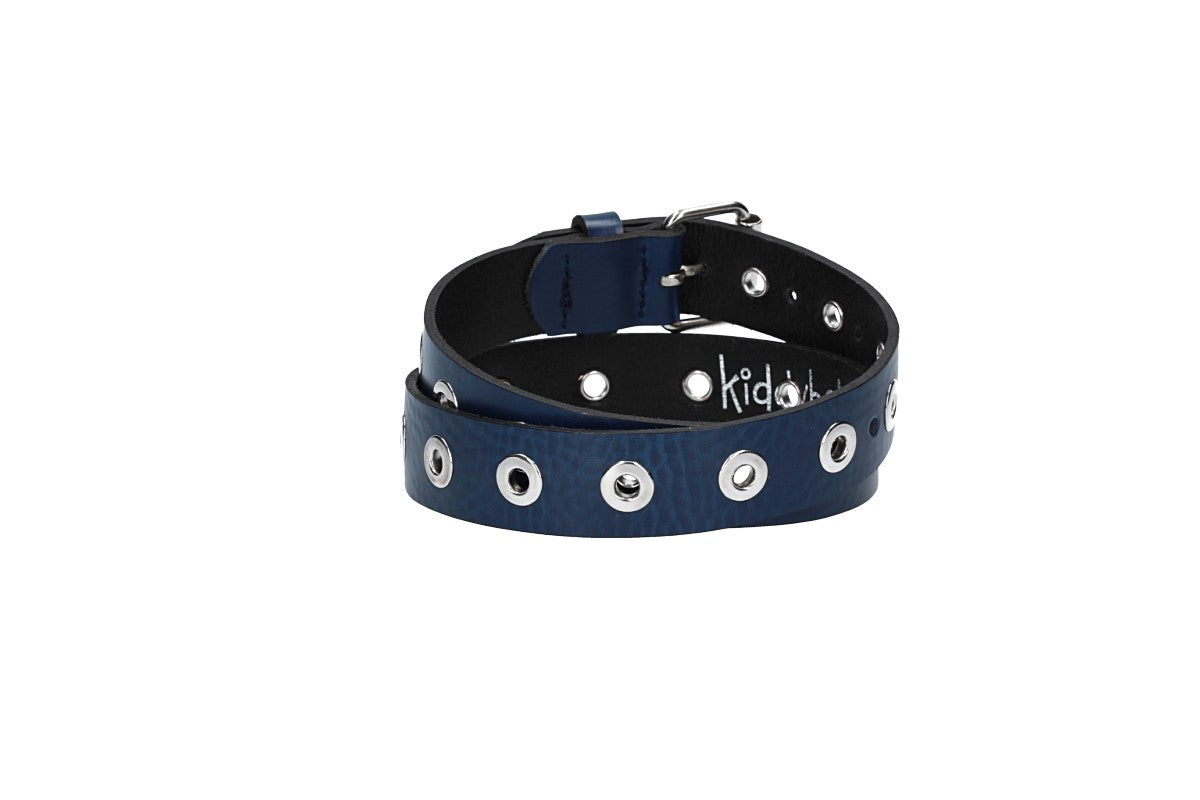 Ledergürtel Kids 25mm in Blau mit Ösen und Schließe in Silber - leder-accessoires.com
