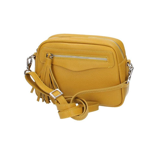 Umhängetasche in Gelb|Ocker aus Leder - leder-accessoires.com