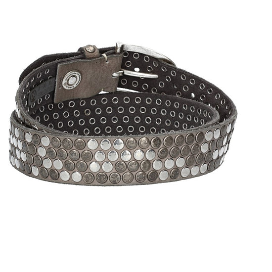 Nietengürtel 35mm in Grau|Taupe und Dornschließe Silber - leder-accessoires.com