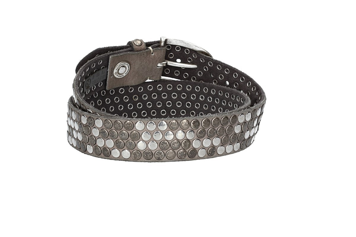Nietengürtel 35mm in Grau|Taupe und Dornschließe Silber - leder-accessoires.com