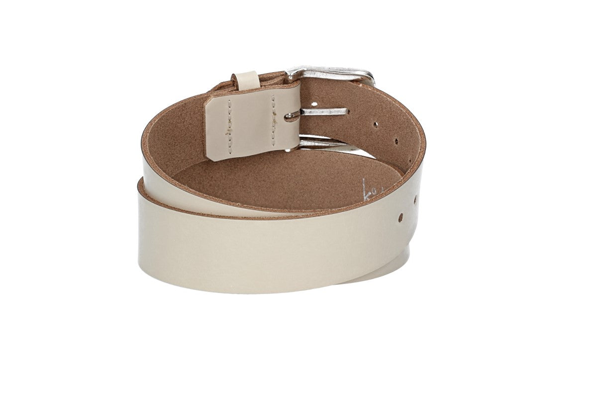 Ledergürtel Kids 30mm in Beige mit Dornschließe in Silber - leder-accessoires.com