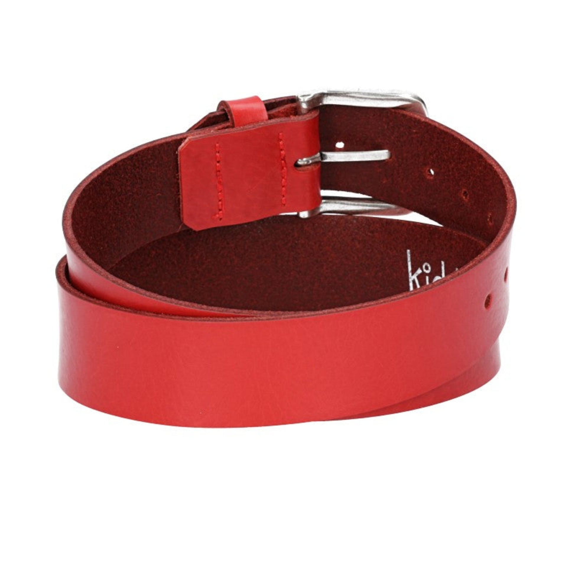Ledergürtel Kids 30mm in Rot mit Dornschließe in Silber - leder-accessoires.com