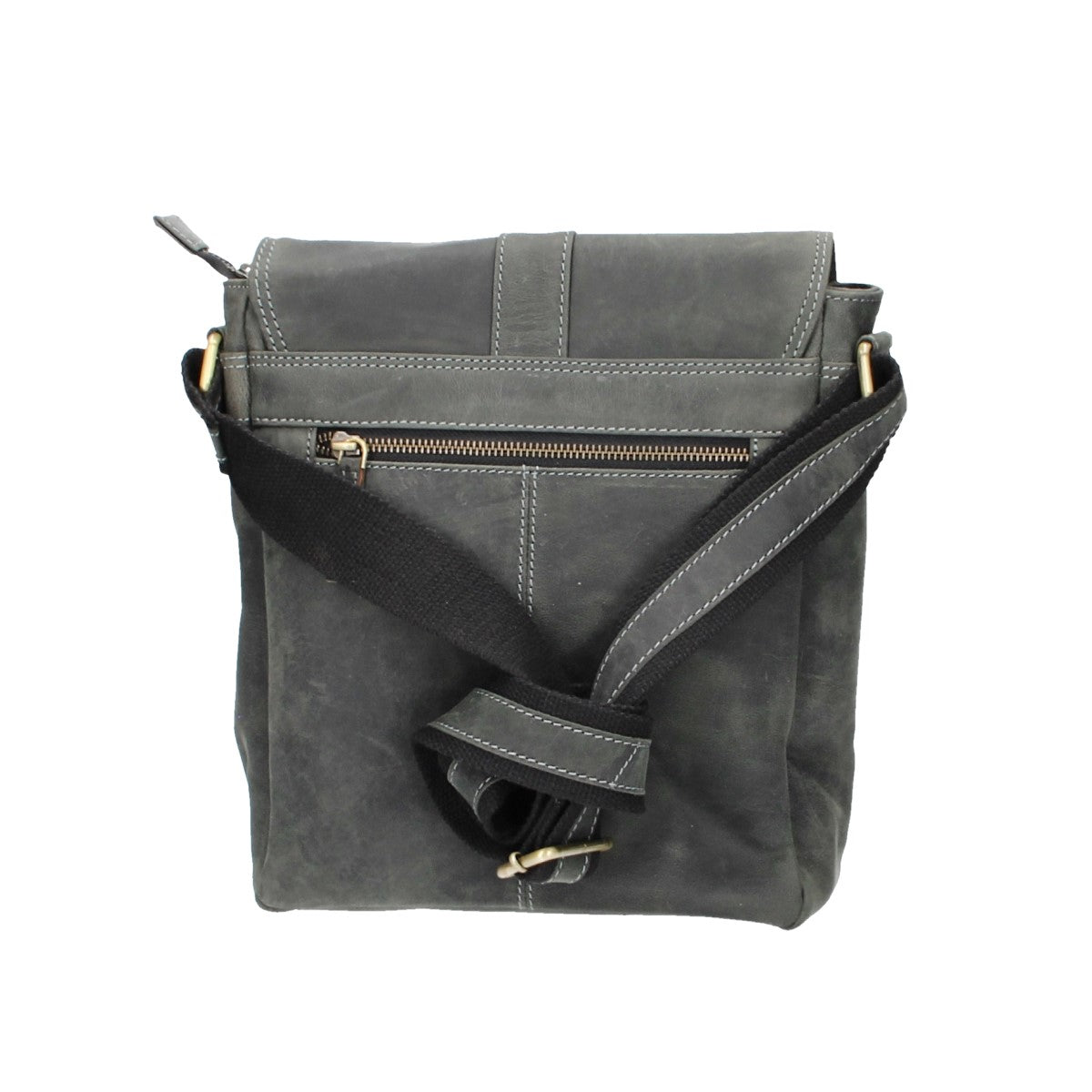 Umhängetasche mit Überschlag aus Leder in Schwarz - leder-accessoires.com