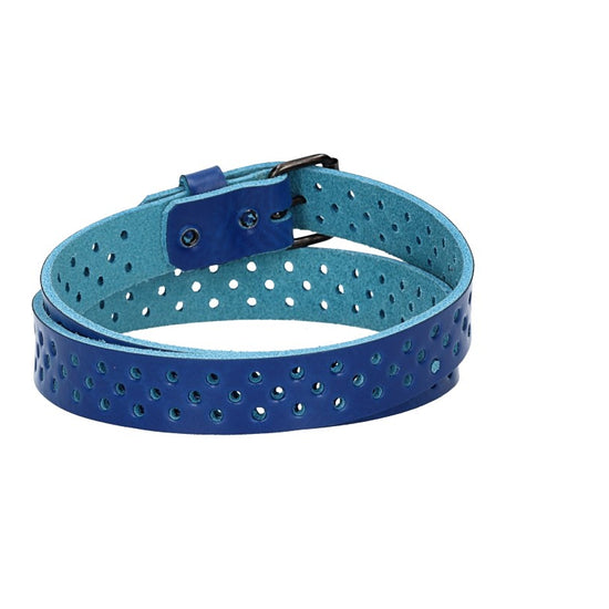 Ledergürtel Mini 20mm in Kobaltblau mit durchgehender Lochung und dunkler Rollschließe - leder-accessoires.com