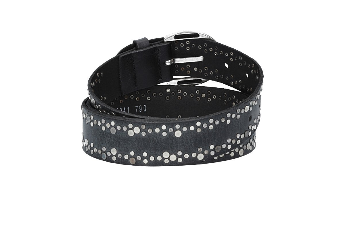 Ledergürtel Schwarz 40mm mit Nieten und Dornschließe - leder-accessoires.com