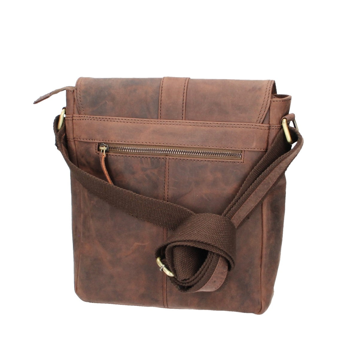 Umhängetasche mit Überschlag aus Leder in Braun - leder-accessoires.com
