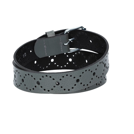 Ledergürtel Kids 25mm in Grau mit Lochmuster und Schließe Silber - leder-accessoires.com