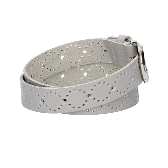 Ledergürtel Kids 25mm in Hellgrau mit Lochmuster und Schließe Silber - leder-accessoires.com