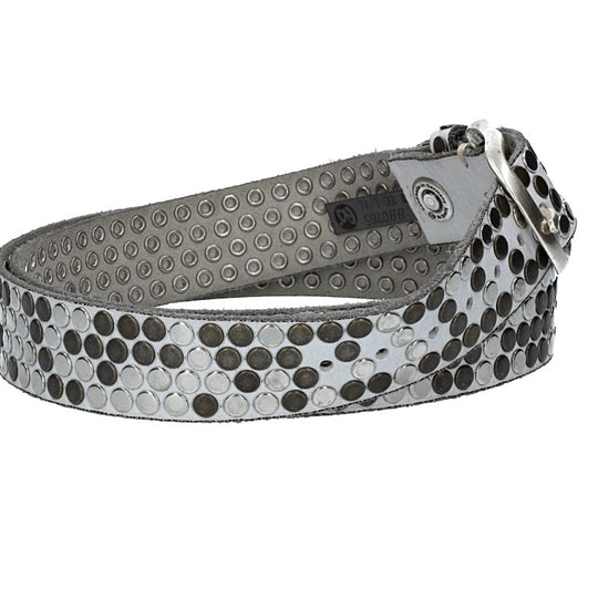 Nietengürtel 35mm in Weiß und Dornschließe Silber - leder-accessoires.com