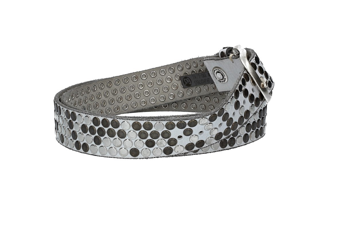 Nietengürtel 35mm in Weiß und Dornschließe Silber - leder-accessoires.com