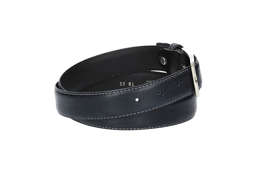 Ledergürtel in Dunkelblau 30mm bombiert mit Schließe in glänzendem Silber - leder-accessoires.com